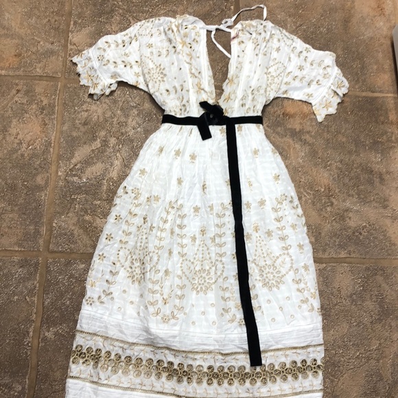 LOVESHACKFANCY Augusta velvet-trim metallic Dress - Picture 5 of 6